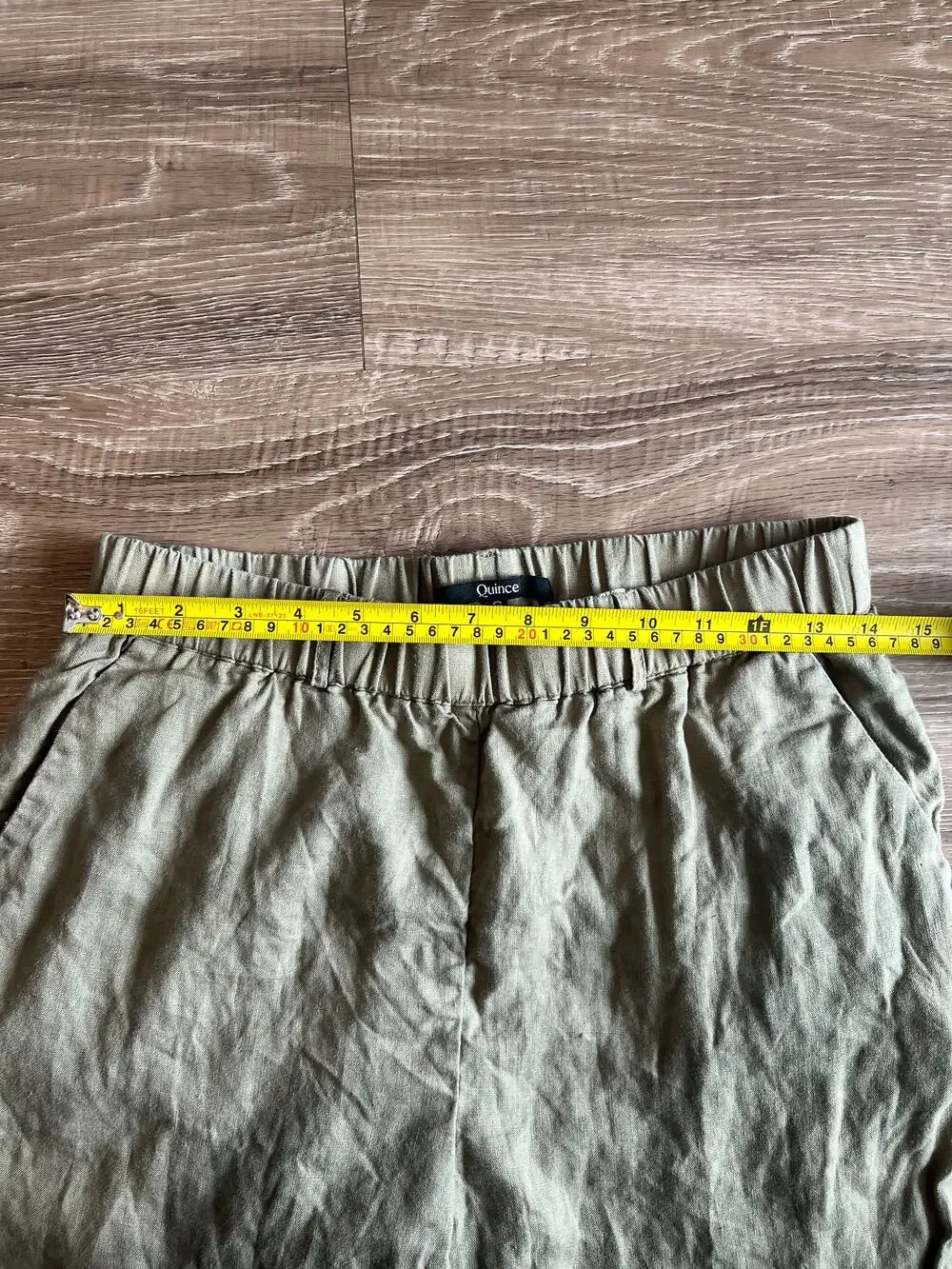 Quince khaki linen blend pull on pants womens small elastic waist